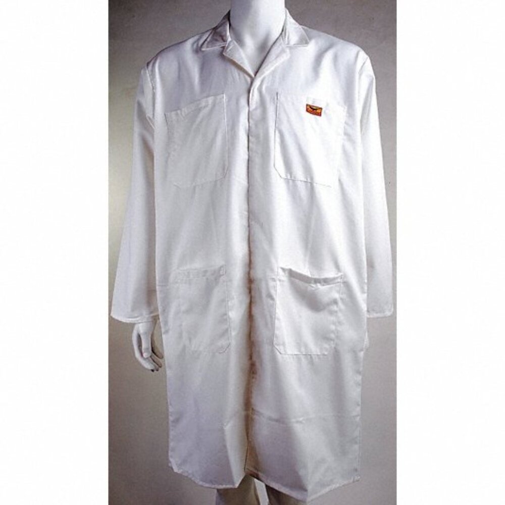 Shop Lab Uniform Coat Unisex 3/4 Length White 58 in Chest Pockets Size 3XL